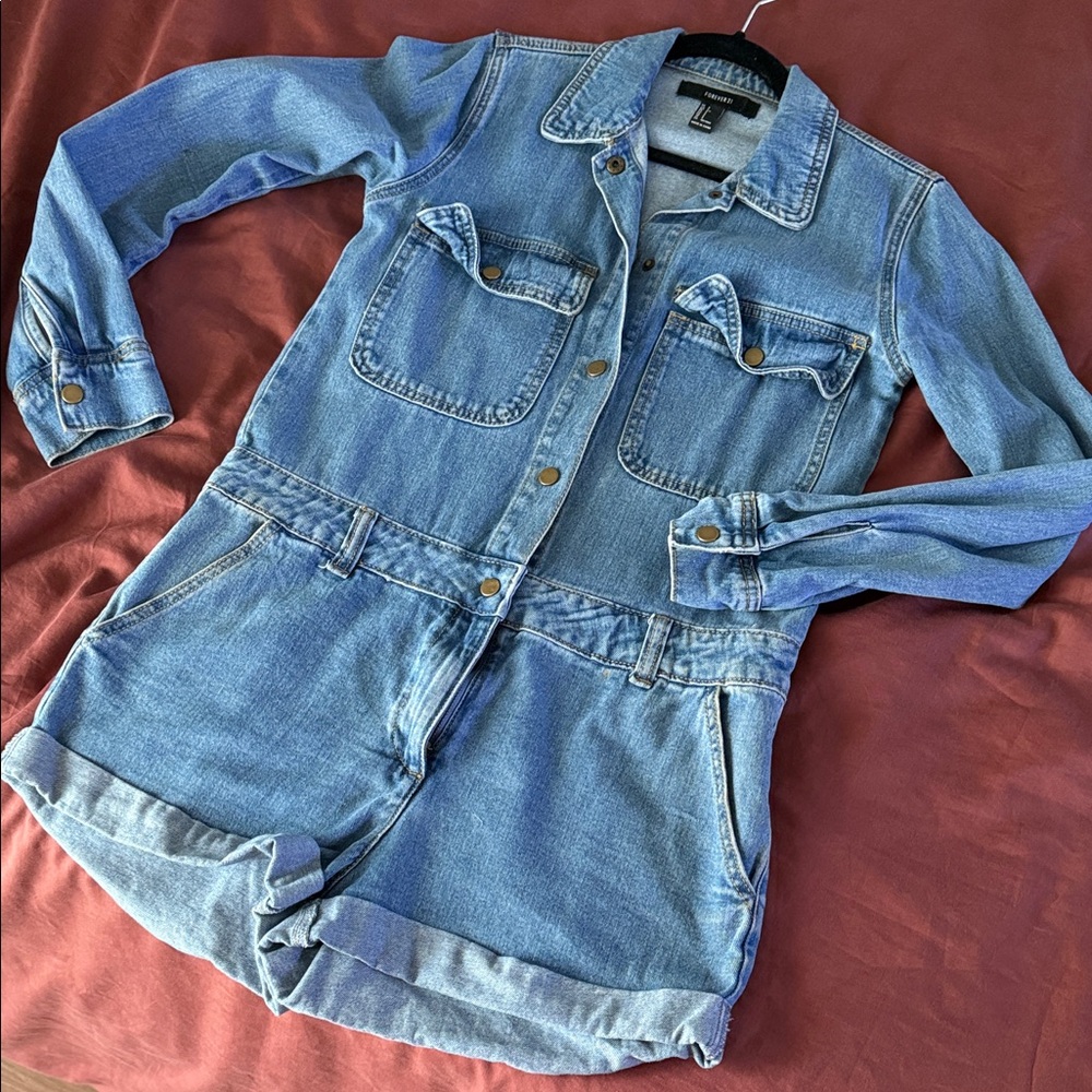 Denim Long Sleeve Romper